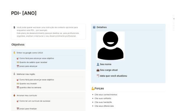 Planejamento de desenvolvimento pessoal (PDI)