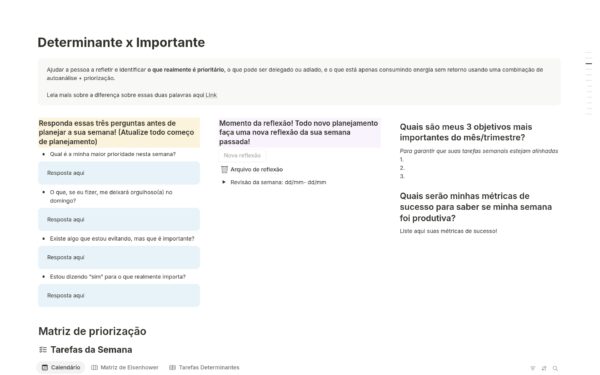 Planeje sua semana | Importante x Determinante