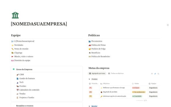 Seu negócio organizado| Template para empresas